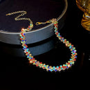 Luxo Brilhante Completo Strass Gargantilha Colar para Mulheres, Colares De Crist