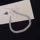 Luxo Brilhante Completo Strass Gargantilha Colar para Mulheres, Colares De Crist