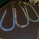 Luxo Brilhante Completo Strass Gargantilha Colar para Mulheres, Colares De Crist