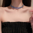 Luxo Brilhante Completo Strass Gargantilha Colar para Mulheres, Colares De Crist